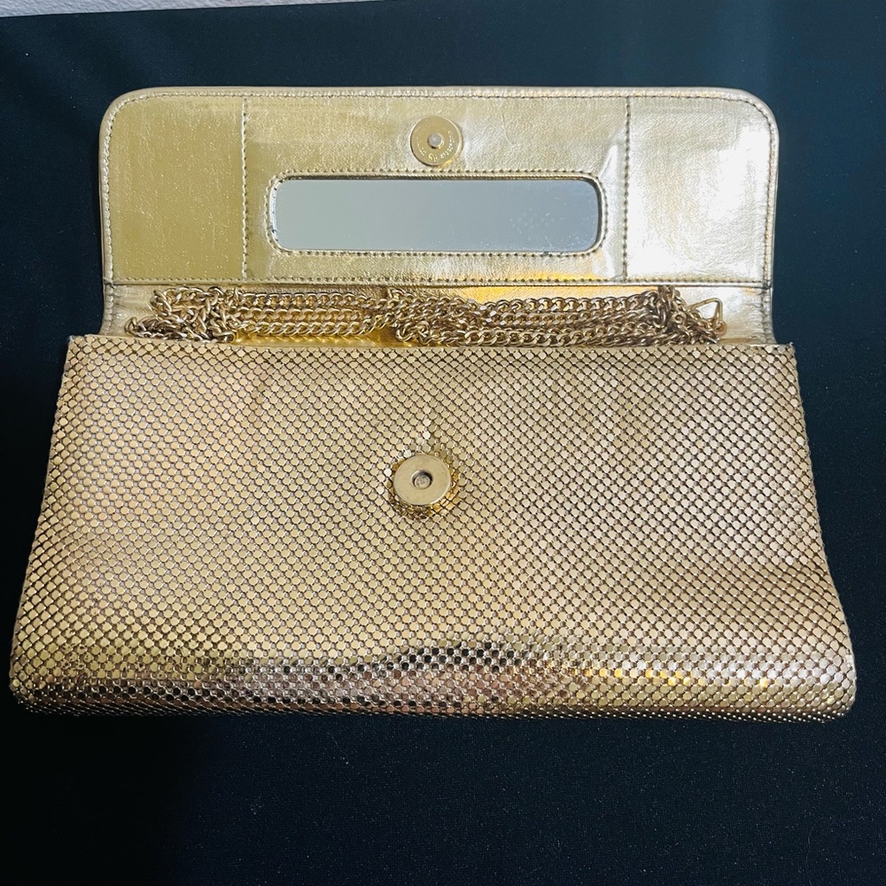 Whiting & Davis Vintage Gold Fluid Liquid Drape Formal Shoulder Bag Clutch Purse - Picture 9 of 9